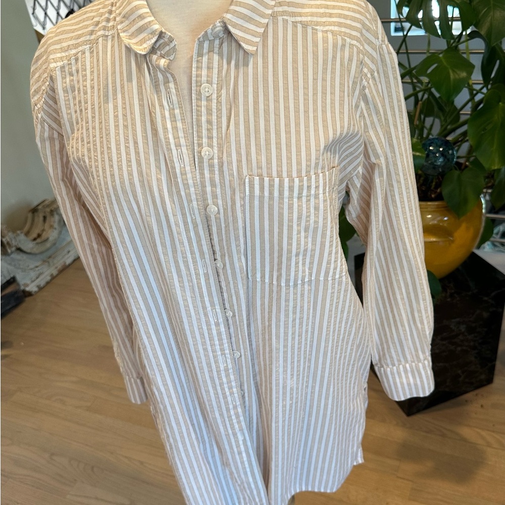 Anthropologie Striped Beige Blouse